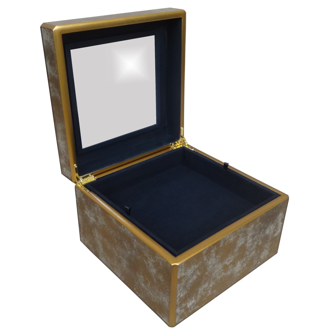 Handmade Reverse Painted Mirror Square Box in Antique Gold and Silver Arcadia Home 