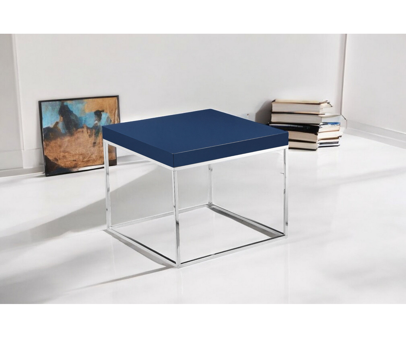 Fred 24" Walnut End Table, Navy