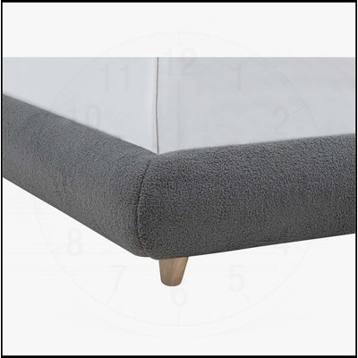 Contemporary Low-Profile Queen-Size Platform Bed with Soft Fleece Upholstery and Sturdy Wood Frame, Grey