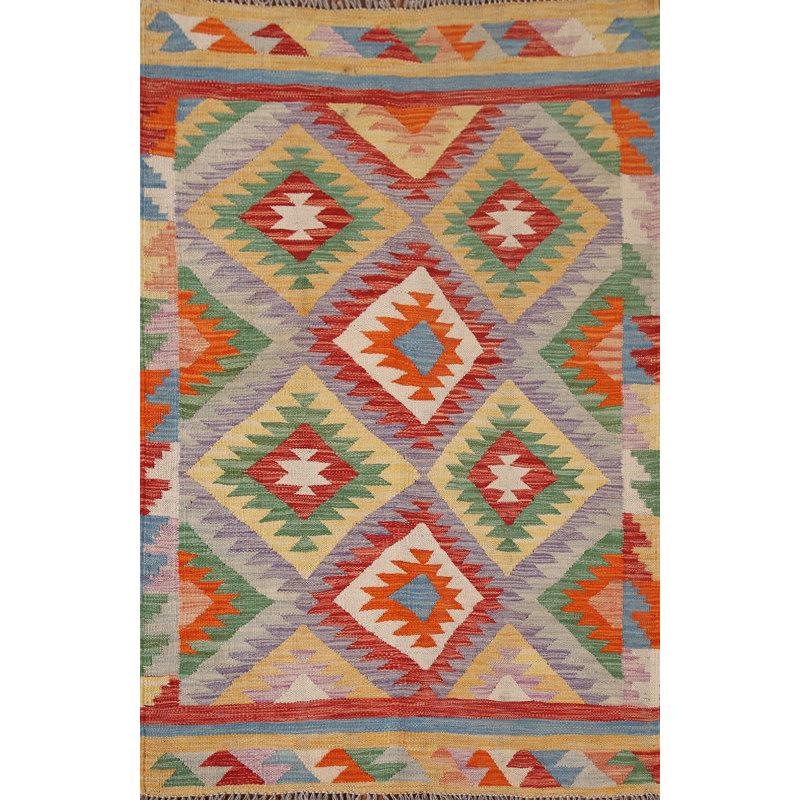 Tapis décoratif réversible en laine kilim oriental 3 x 5