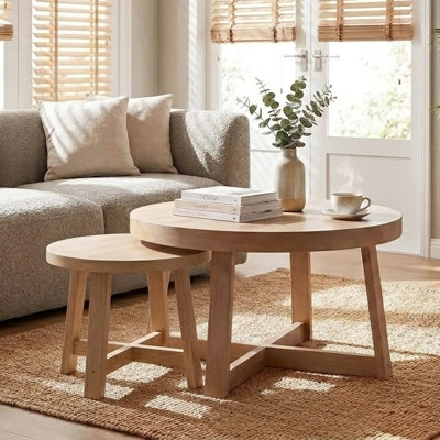 Ensemble de 2 tables basses rondes gigognes