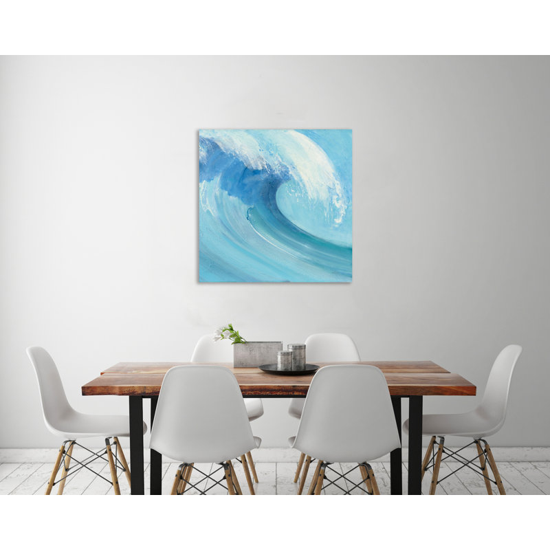 Vague d'océan avec mousse blanche - reproduction d'art sur toile tendue, H 24 po x l 24 po x P 1,5 po