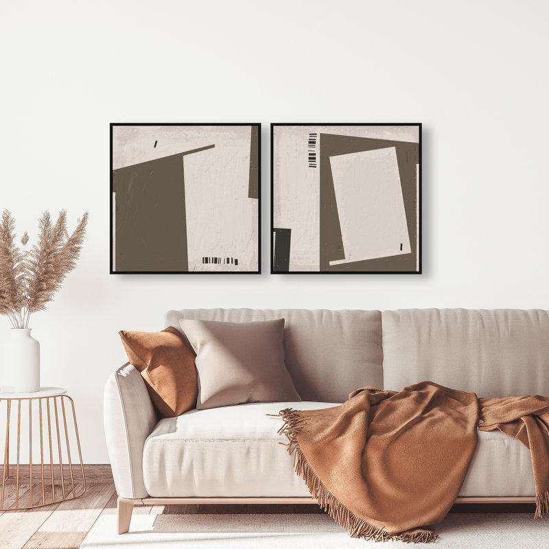 Structural Set Canvas Abstract Print by Oliver Gal, Black Frame, 12 x 12, 25"H x 25"W, Black Floater Frame