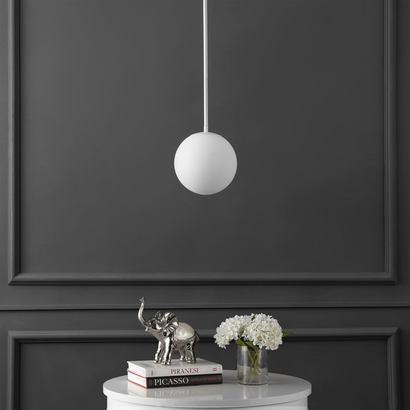 Jacere 1 - Light Single Globe Pendant, White, White