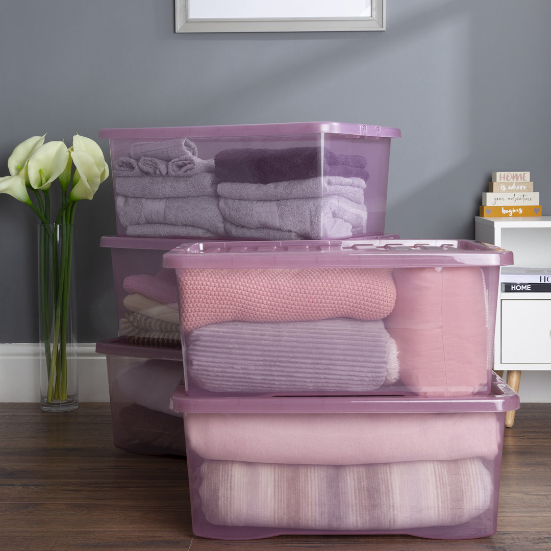 Wham Unisex Pink Crystal 5 X 45L Stackable Plastic Storage Boxes With Lids In - Image 5