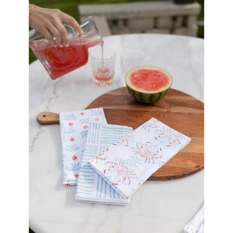 Serviettes biologiques S / 4 - Herbe de mer - Eau salée et coquelicot