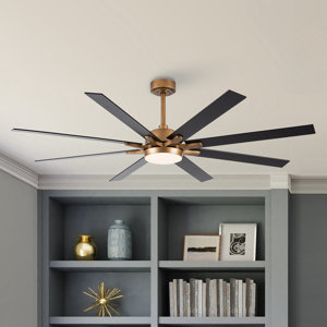 Boleslaus 65'' 8-Blade Reversible Ceiling Fan with Remote Control and LED Light