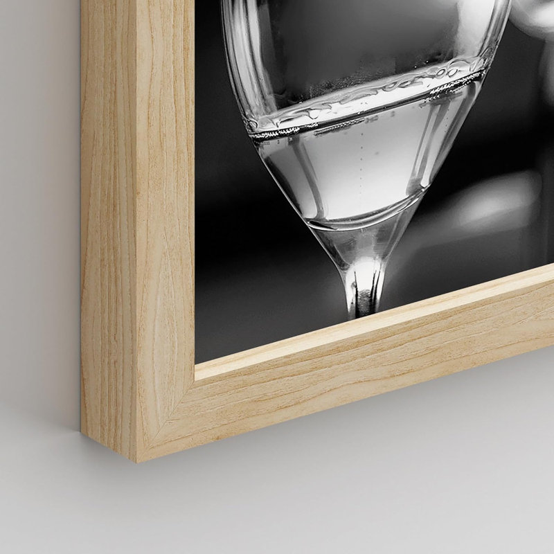 «Black White Wine Champagne Glass Food Drinks Minimal Culinaire Celebrations», impression sur papier, Naturel