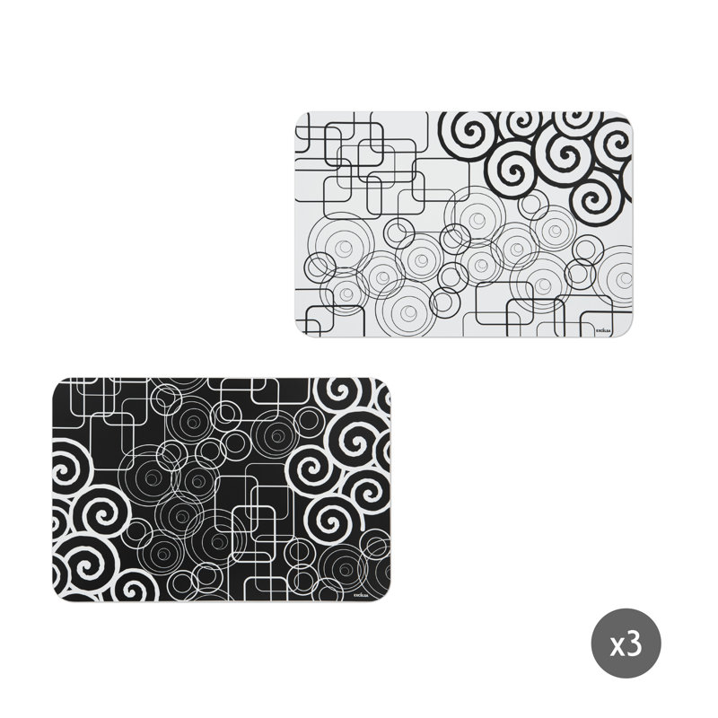 Magic Black Polypropylene Plastic Geometric Rectangle Placemat