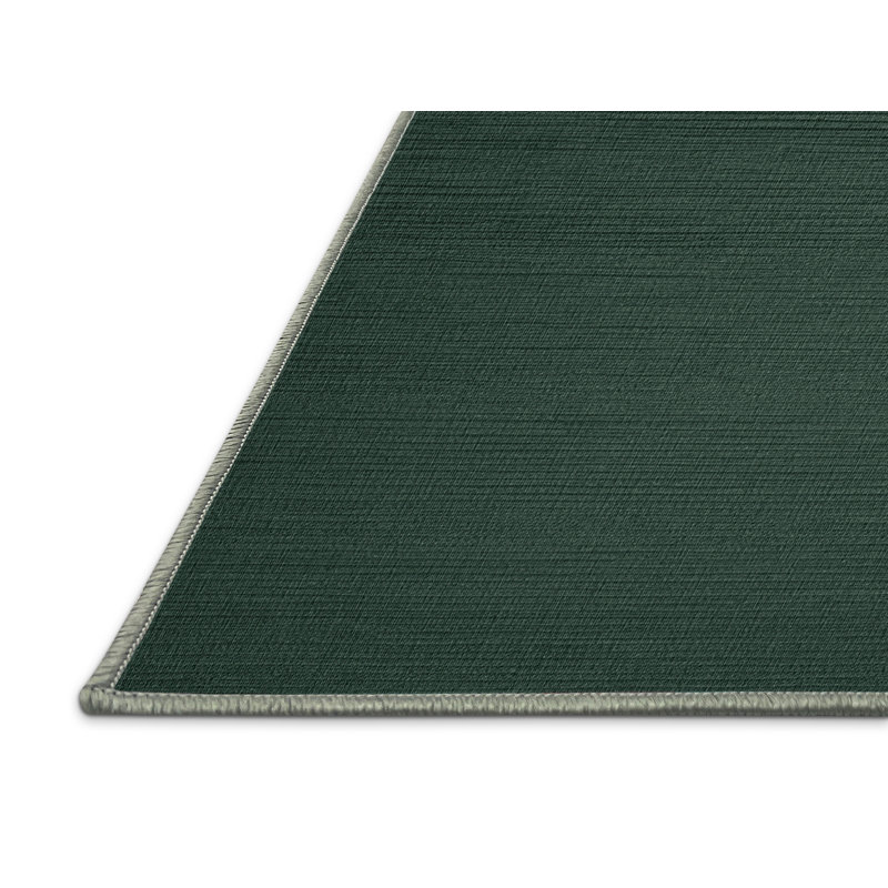 Machine Washable Solid Green Area Rug, Square 5'