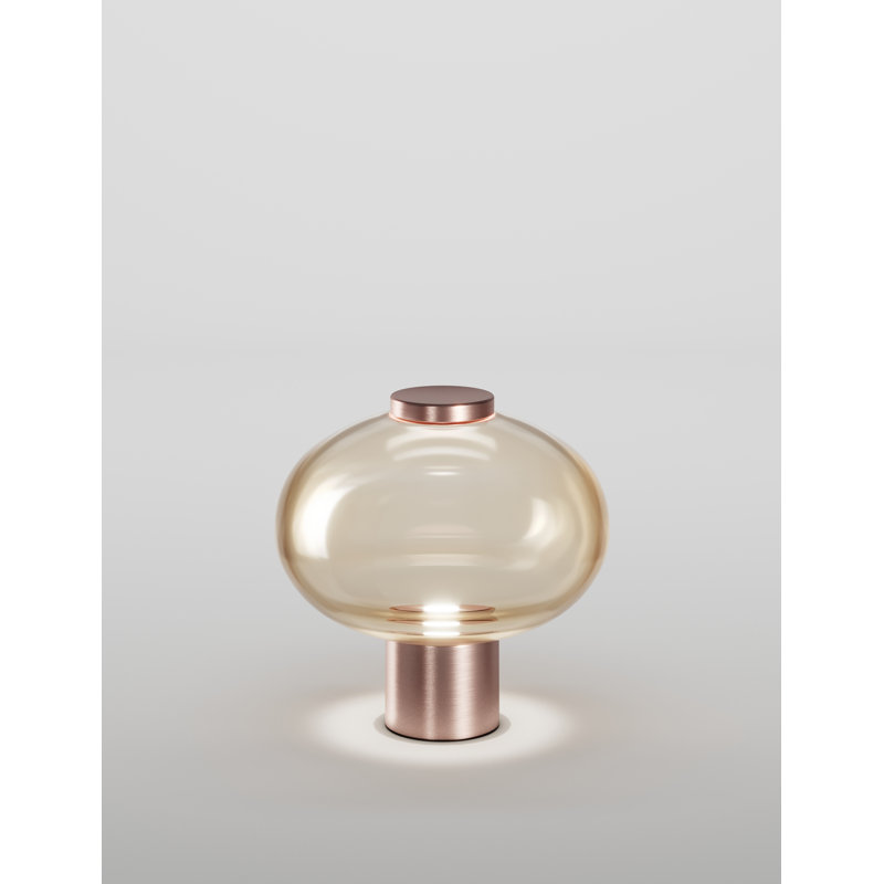 Riflesso Table Lamp 1 Amber Transparent Matt Copper 2 L2405 Ul, 14" H x 14" W x 14" D, Amber Transparent