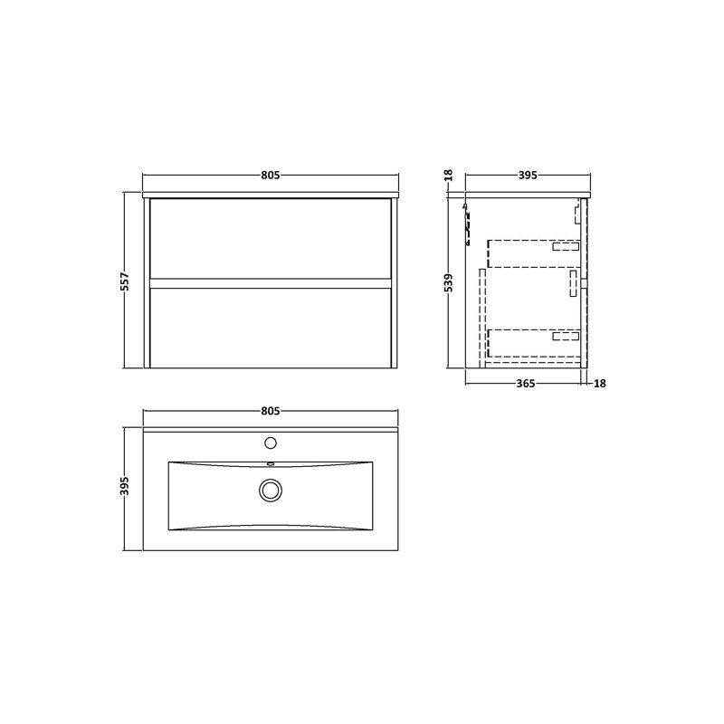 Havana Bathroom Vanity, Soft Linen, 80cm W