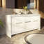 Meuble-lavabo double blanc 72 po X P 20 po D, plateau en quartz blanc et robinet en or rose-117978933