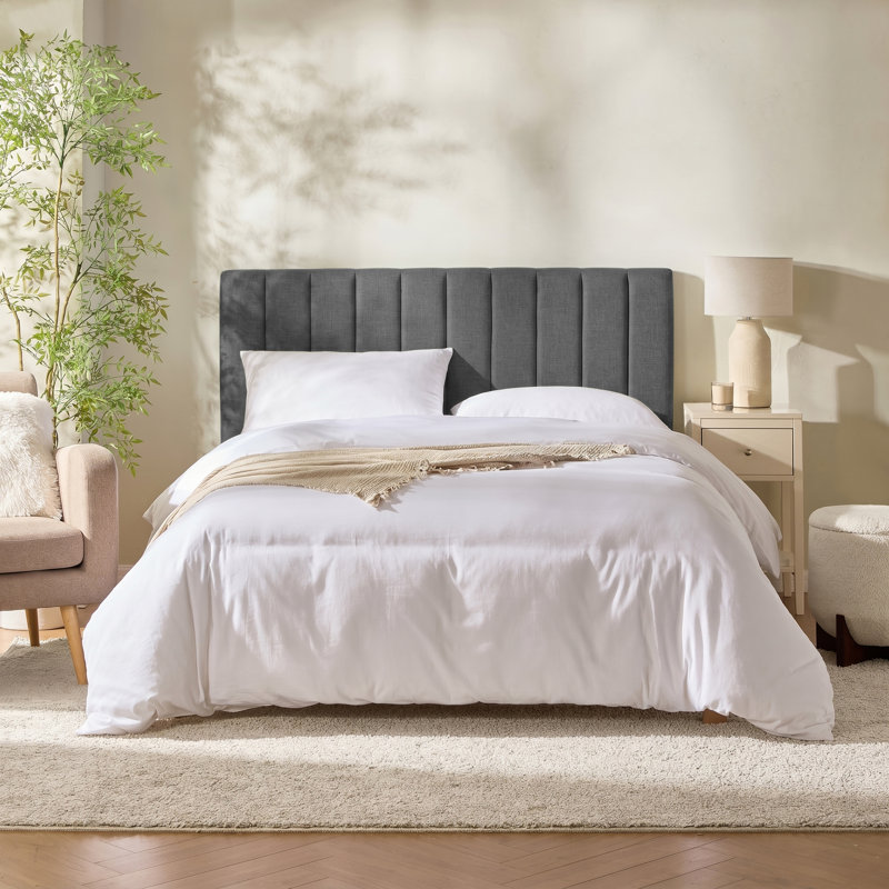 Chastelyne Upholstered Easy Assemble Wall Mounted Headboard, Gray, Twin