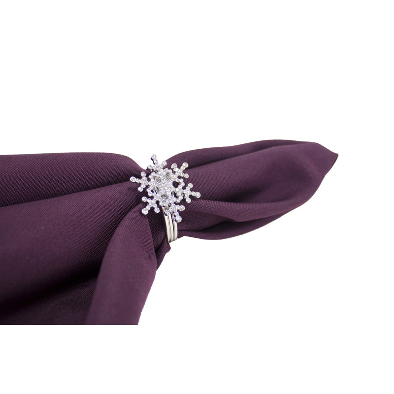 Ensemble de 4 rondelles de serviette en cristal et strass en métal argenté