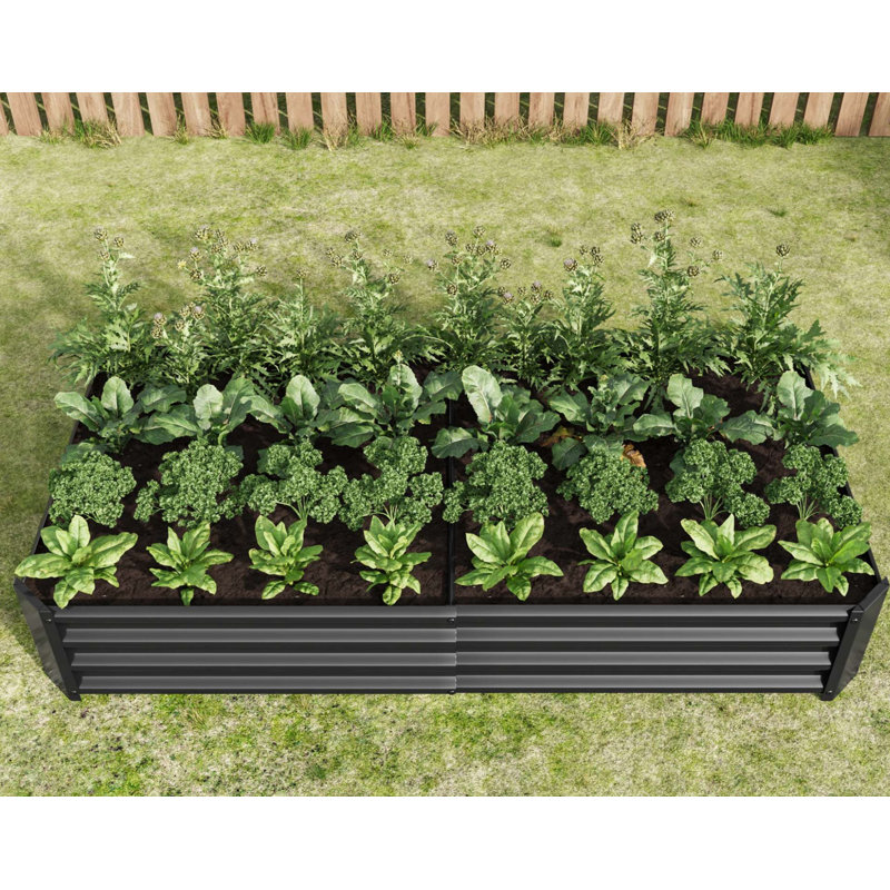Rectangle Metal Raised Garden Bed (), 11.81" H x 35.83" W x 70.87" D, Black
