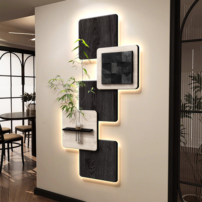 Art mural carré noir en grès, H 70,87 po x l 35,43 po x P 1,97 po, Noir