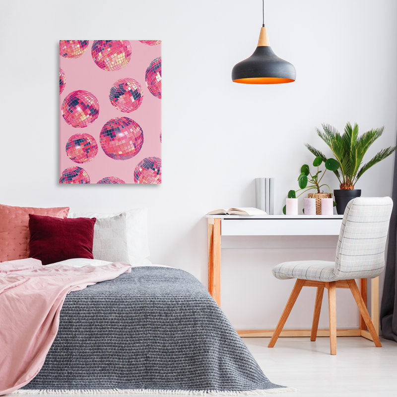 Vivid Pink Disco Pattern Canvas, design by LSR Design Studio, 36" H x 24" W