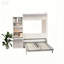 Lit escamotable vertical moderne avec tablette et tiroirs, lit mural blanc compact pour les chambres et les chambres d'amis