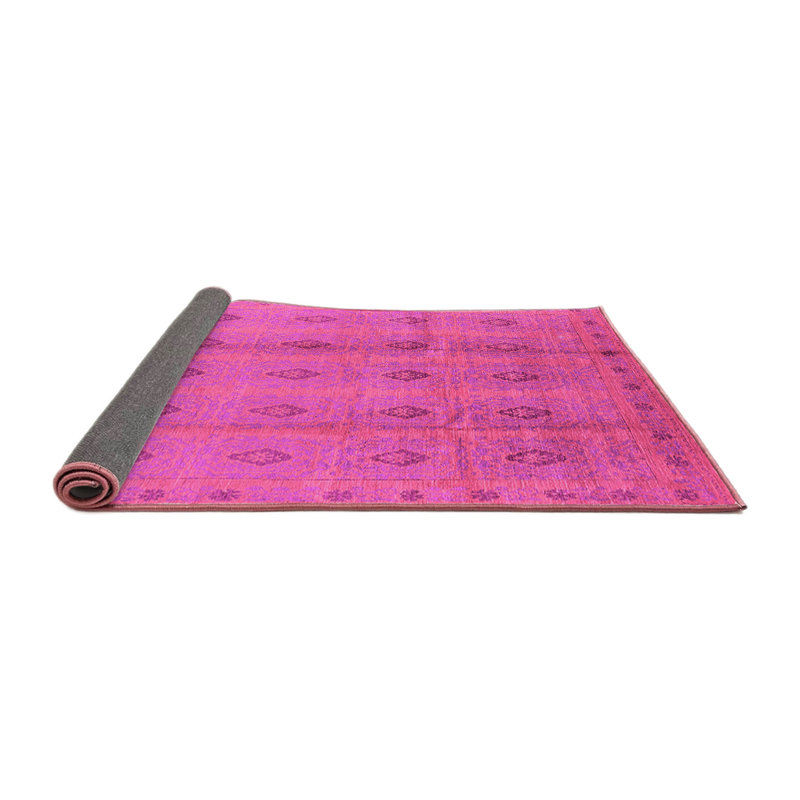 Tapis oriental en laine / polyester tissé à la machine en rose / mauve, Carré 5 pi