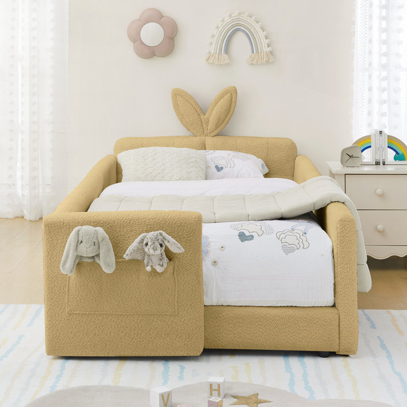 Lit plateforme tapissier Storage, Lit simple, Yellow