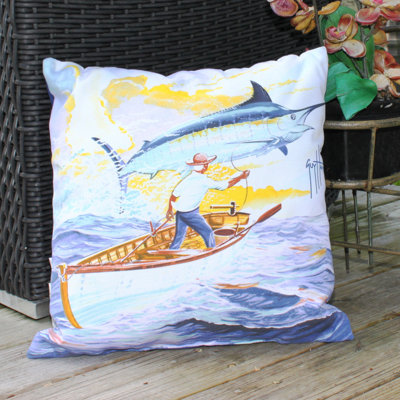 Guy Harvey Floral Reversible Throw Pillow