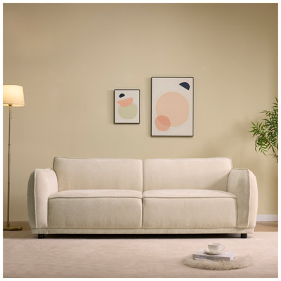 Canapé rembourré 3 places à accoudoirs arrondis beige 84 po Oslo