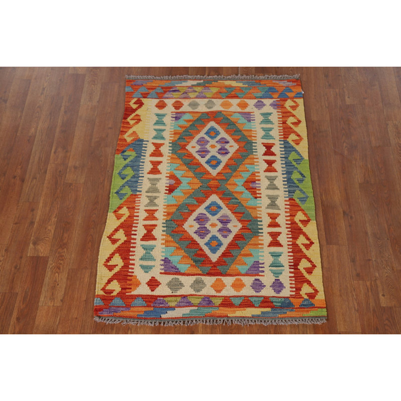 Multolor Wool Kilim Oriental Rug 3x4