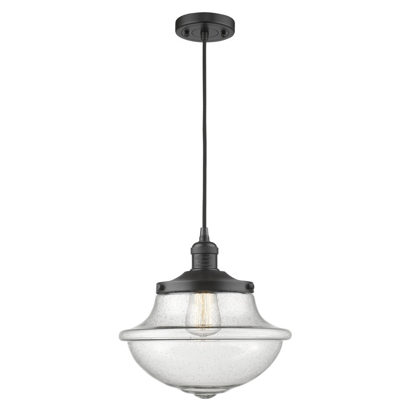 Luminaire suspendu simple à 1 lumière Baptiste, Grainé, Ampoule non incluse, Noir mat