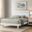 Lit double avec DEL Yoki, bordure dorée en acrylique, cadre noir-117559484-117559483