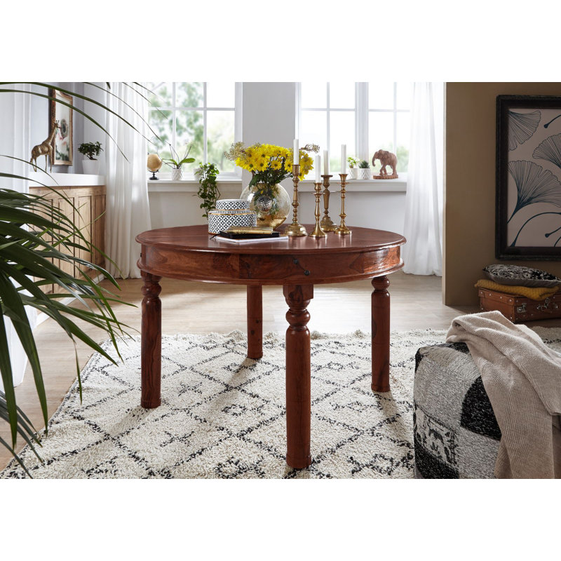 Oxford Acacia Round Wood Top Dining Table, H76 x L120 x W120cm, Nougat