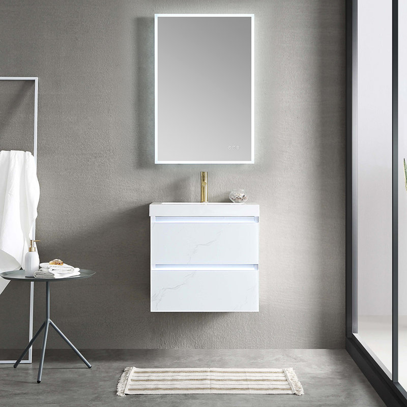 Ensemble de meuble-lavabo simple 24 po Fahriye, Blanc Calacatta