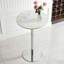 Table de bar ronde avec plateau en pierre et pieds argentés - blanc, H 39 po-60624711
