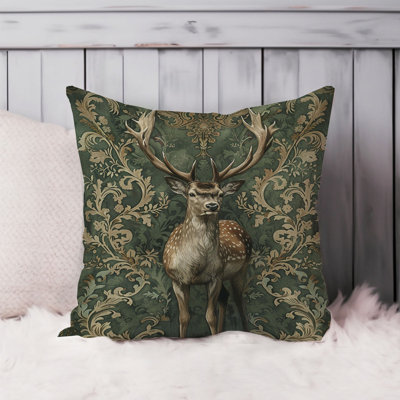 Animals William Morris Deer IX Cottage Throw Pillow Cover