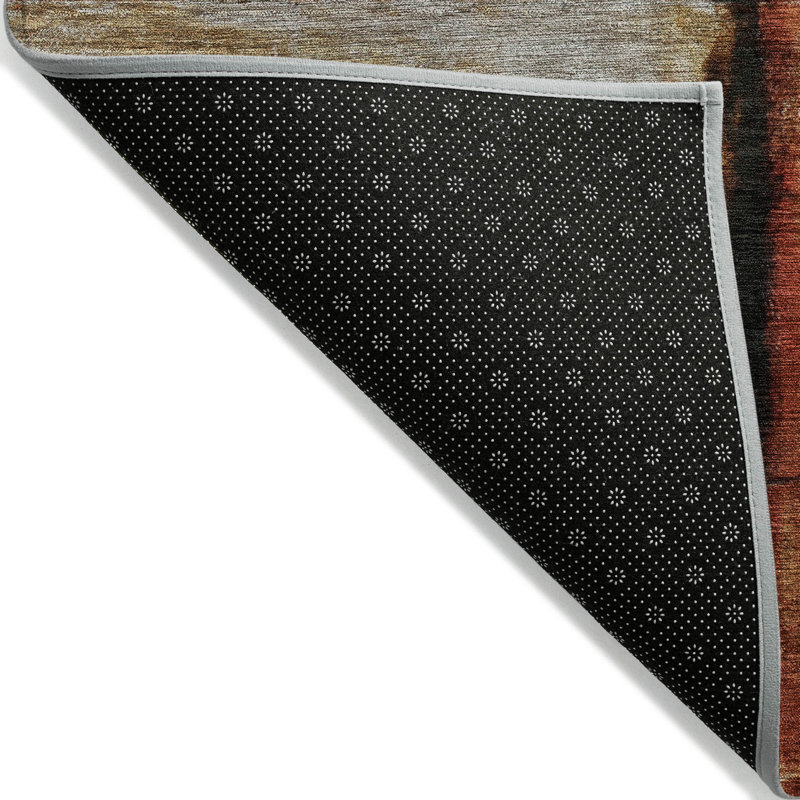 Tapis paprika Xhevrie intérieur / extérieur lavable à la machine, Rond 8 pi