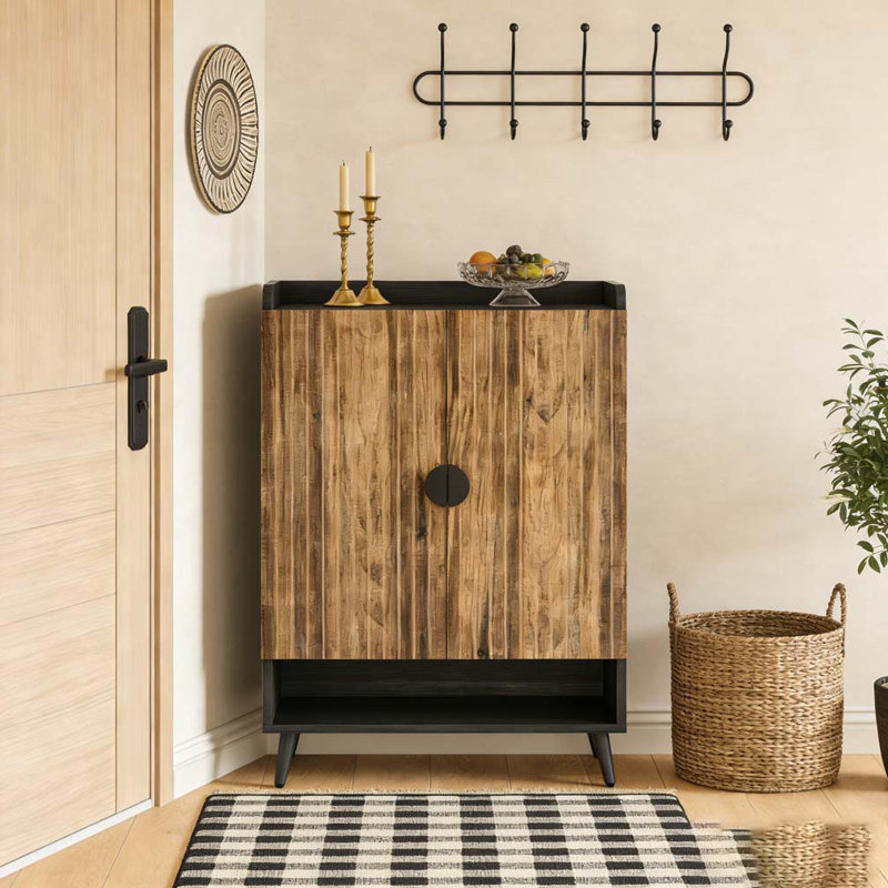 Armoire de rangement moderne pour chaussures, Noir, brun rustique