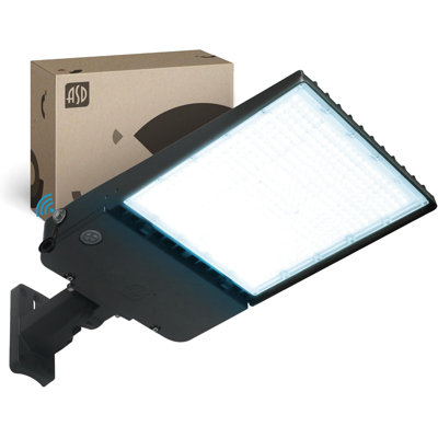 300W DLC & UL Listed LED Shoebox Area Light, 44000LM 5000K Dimmable Outdoor Lamp With Photocell, IP66 Waterproof, 100-277V For Parking Lot Lighting With Adjustable Arm Bracket