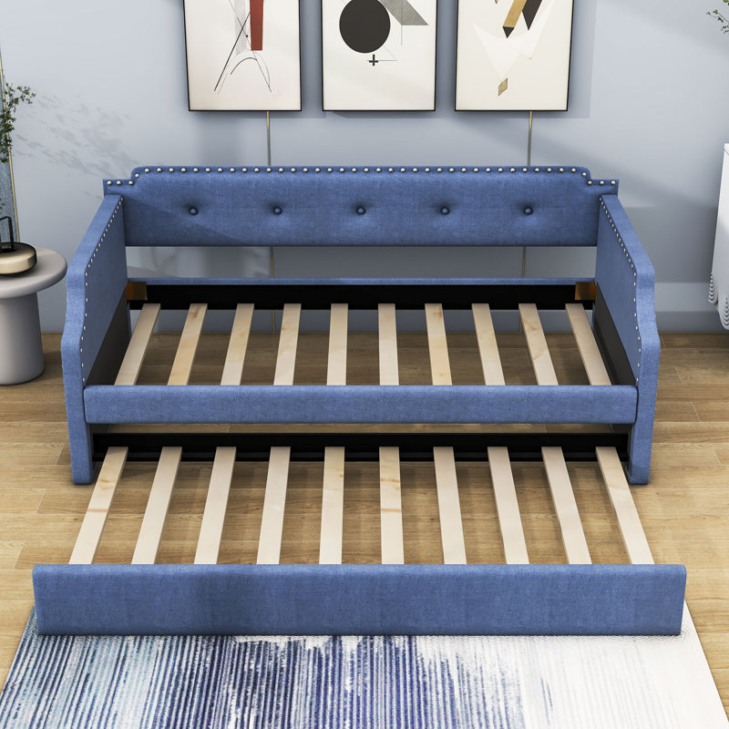 Lit de jour simple avec couchette Aranwen, Bleu