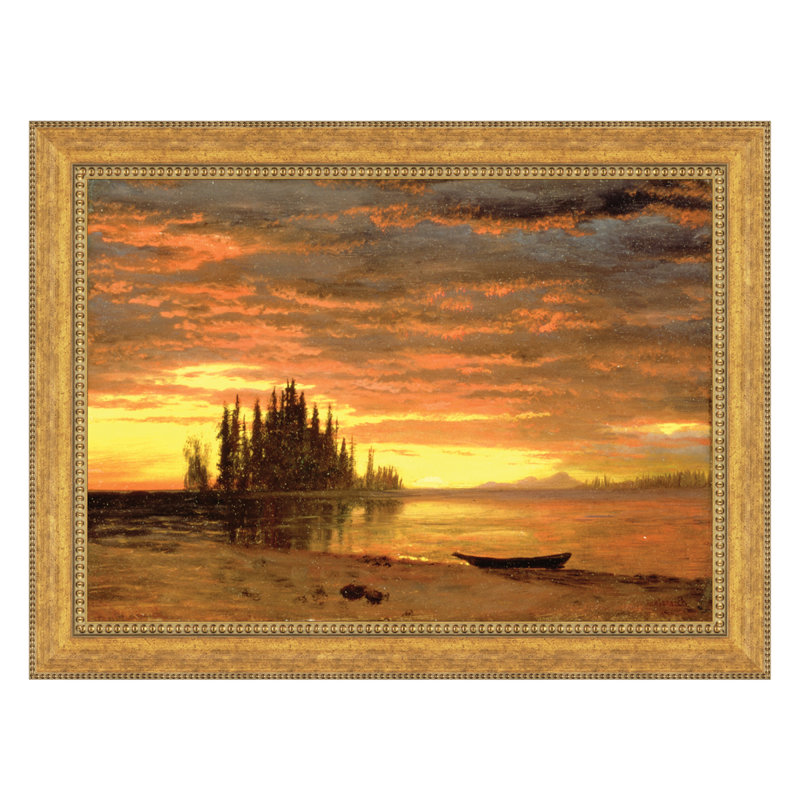 California Sunset Landscape Canvas with Antiqued Gold Frame