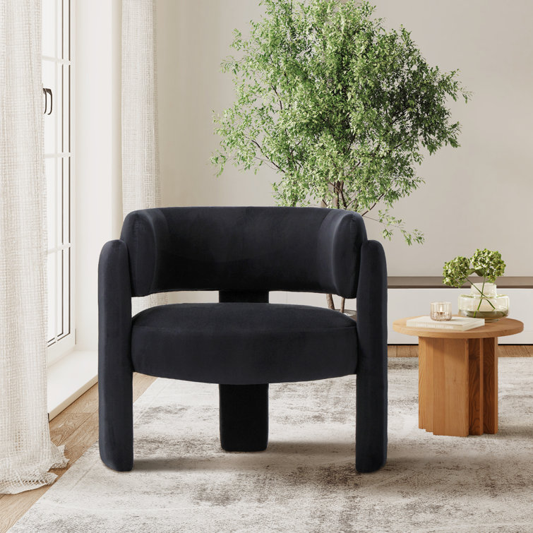 33" Wide Upholstered Modern 3-Legs Barrel Accent Chair