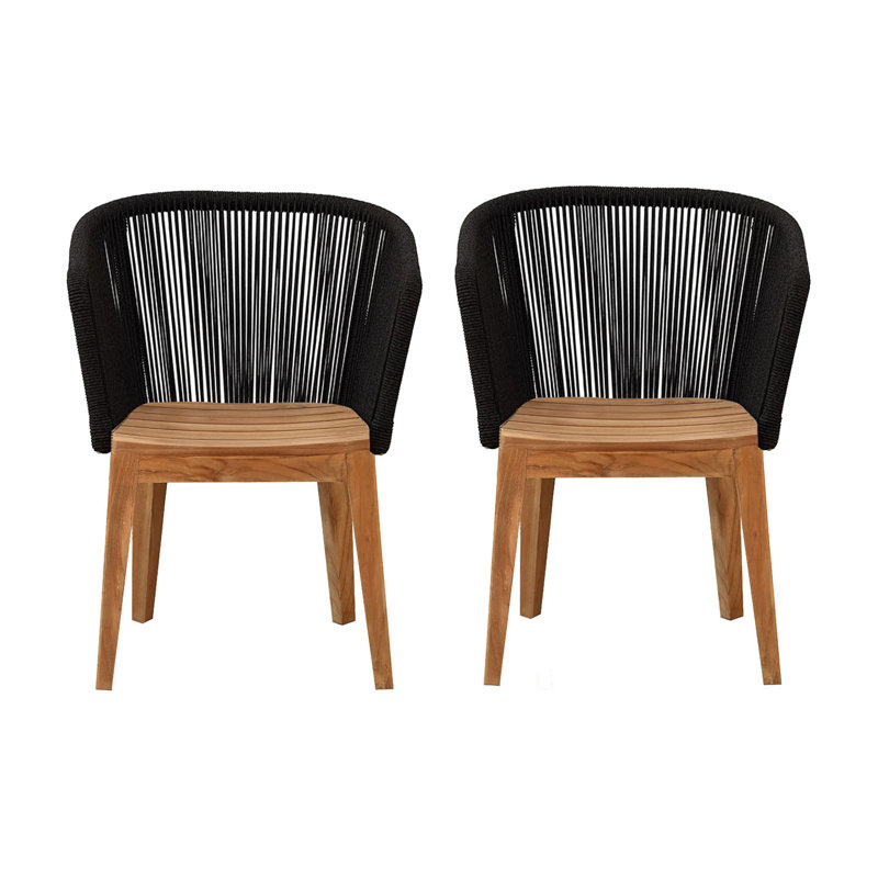 Westlake Outdoor Teak Dining Armchair, Black
