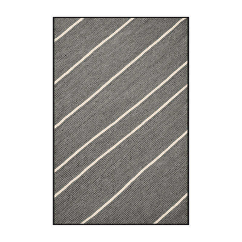 Washable Stone Gray Cream Striped Area Rug, Rectangle 5' x 7'