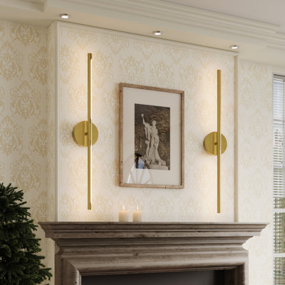 32'' Battery Operated Wall Sconces with Remote Control, Dimmable Wall Sconces Set of Two, 350°Rotate