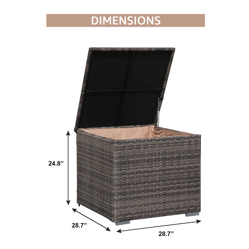 Sunsitt 28.7'' W 88 Gallons Water Resistant Wicker Deck Box, Grey