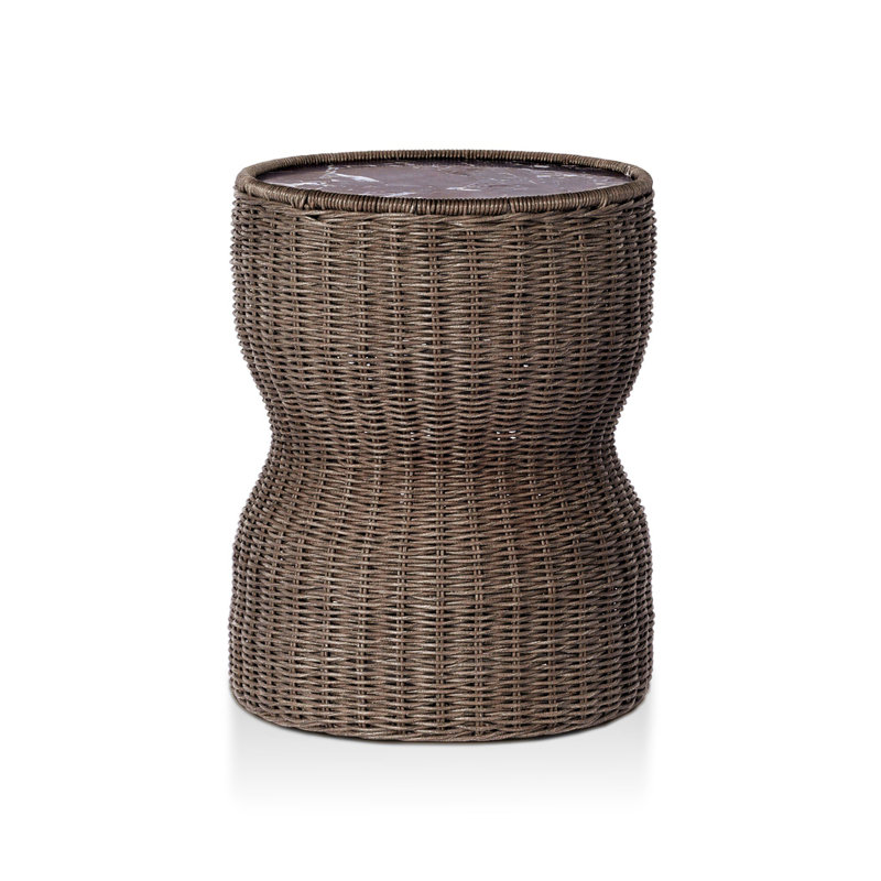 Brixby Outdoor Round Side Table, Merlot Marble