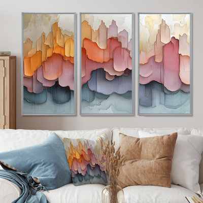 Abstrait rose New York II - ensemble de 3 encres liquides