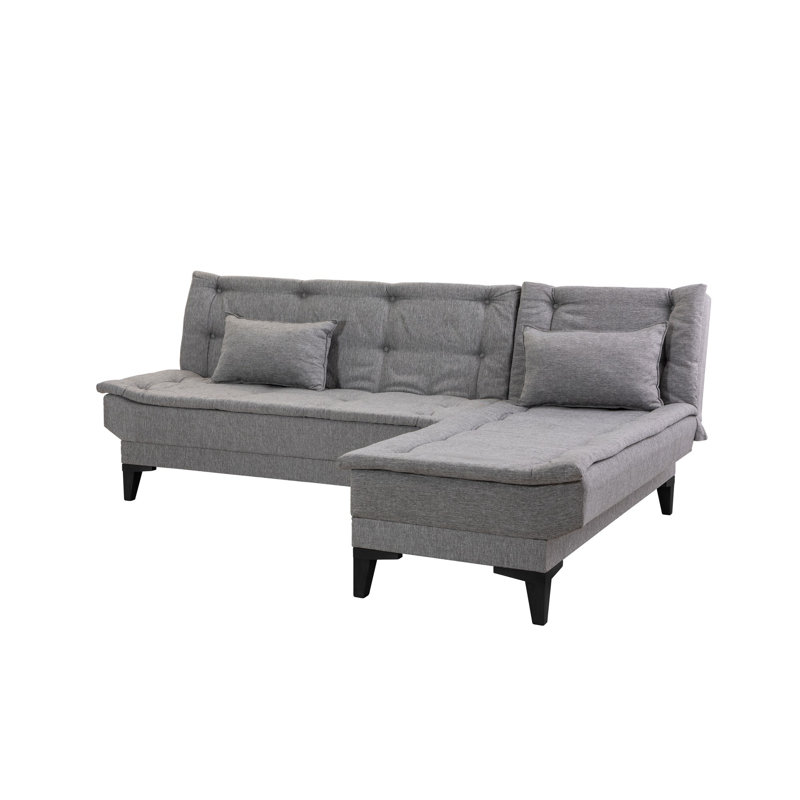 Canapé modulaire d'angle rembourré 88,6 po Sky, 100 % lin gris