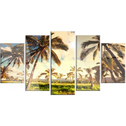 'Beautiful Palm Plantation in Hawaii' 5 Piece Photographic Print on Metal Set