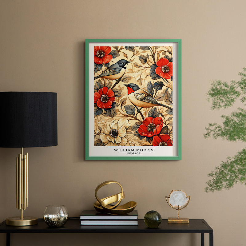 WM MORRIS Series LX Framed Print - Solid Wood, Green, H 11 po x l 9 po