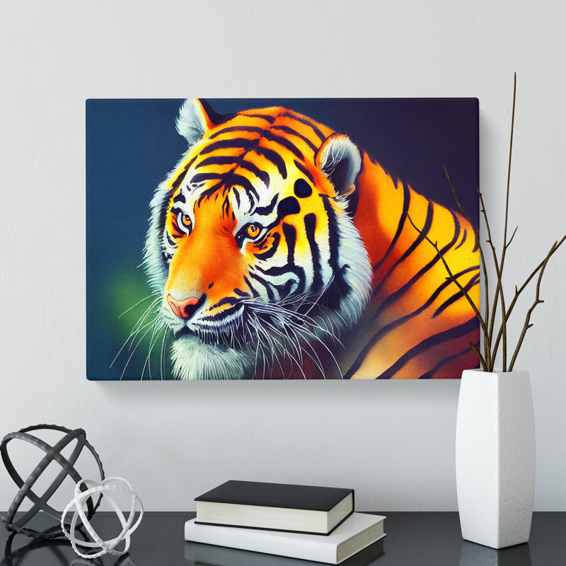 A Watercolour Tiger - Wrapped Canvas, 50cm H x 76cm W x 3cm D